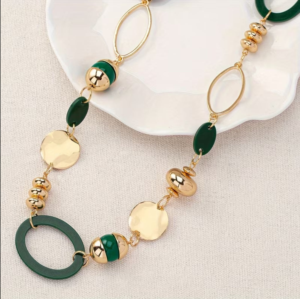 Bohemian Style Hollow Oval Geometric Mixed Design Women's Fashion Long Necklace Sweater Chain