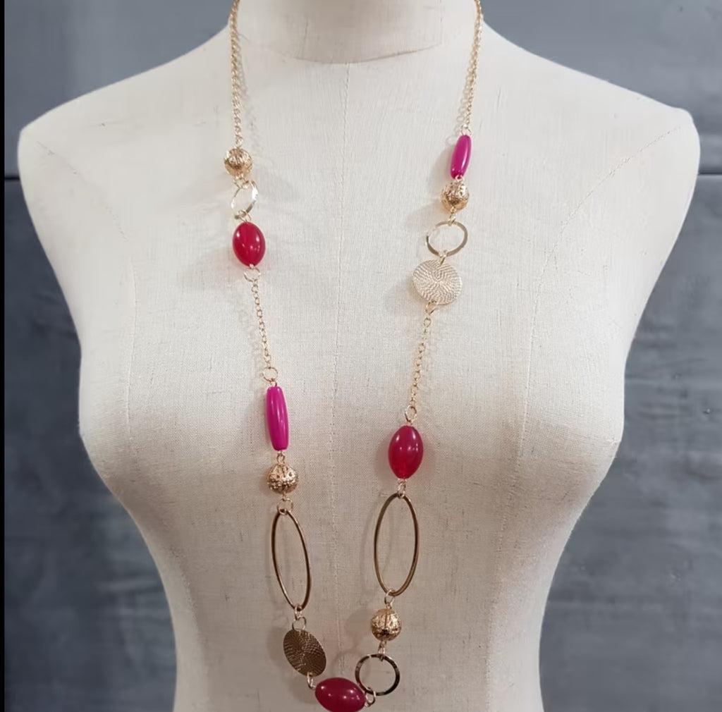 1pc of High-End Niche Geometric Morandi Color Matching Colorful Resin Personalized Candy Color Temperament Easy Hollow Flower Iron Ball Round Ring Oval Ring Iron Sheet Long Women'S Sweater Chain Acrylic Long Necklace